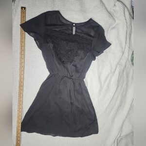 Maurices Charcoal Gray Dress With Lace And Sheer Details Size XS